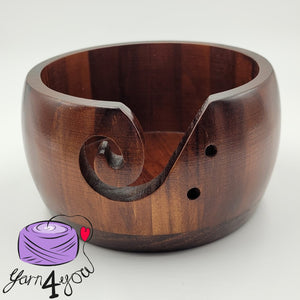 Wood Yarn Bowl - Dark Brown - Small